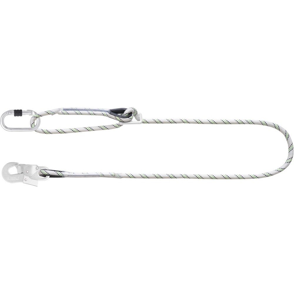 Kratos Safety Work Positioning Kernmantle Rope Lanyard with ring adjuster maximum length 2 m with 1 steel screw-locking karabiner and 1 steel snap hook